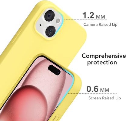 for iPhone 15 Case Silicone Compatible with Magsafe Case, Ultra Slim Thin Magnetic Phone Cases Mag Safe, Cute Soft Rubber Gel TPU Matte Plain Wireless Charging Cover for Women, Yellow