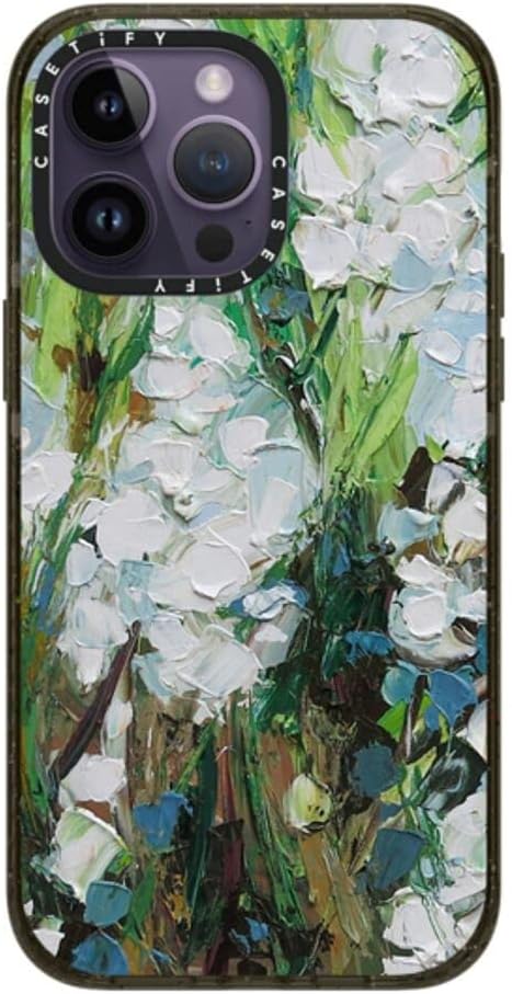 CASETiFY Impact iPhone 14 Pro Max Case [4X Military Grade Drop Tested / 8.2ft Drop Protection/Compatible with Magsafe] - Wild Squill Flowers - Glossy Black