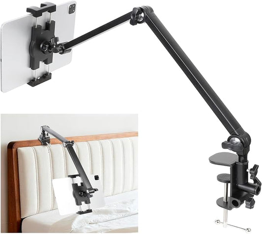 iPad Desk Mount, Adjustable Foldable Tablet Aluminum Arm, 360° Rotation, Tablet Stand Holder for Bed, Fits 4.7"-15" iPad Pro/Air/Mini, Phones, Galaxy Tab, Portable Monitor