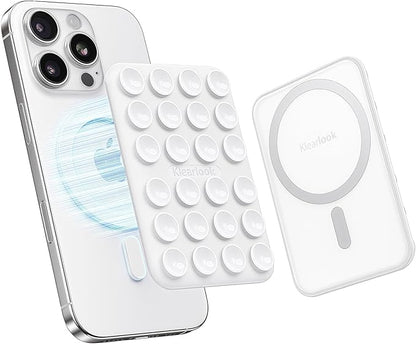 Klearlook Magnetic Suction Phone Mount for MagSafe Case, Removable Sticky Phone Grip Holder for Hands-Free Makeup/Selfie/Live Streaming/Vlog for TikTok & Instagram Influencer/Creator, Classic White
