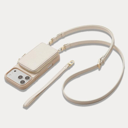 ZVE for iPhone 17 Pro Wallet Case, RFID Blocking Leather Crossbody Phone Purse with Detachable Strap 6.3" Beige