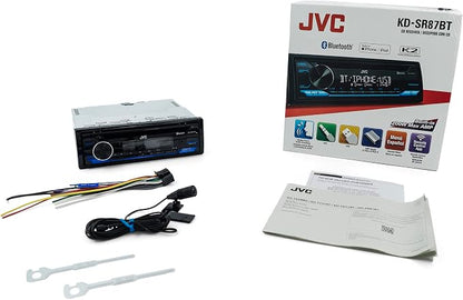 JVC KD-SR87BT Bluetooth CD Car Stereo with USB Port – AM/FM Radio, MP3 Player, High Contrast LCD, Detachable Face Plate – Single DIN – 13-Band EQ