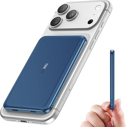 TRKOY for Magsafe Portable Charger, 5000mAh Magnetic Power Bank with USB-C Fast Charging, Travel Essential for Magsafe Battery Pack Wireless for iPhone 17/16/15/14/13/12 Series, Navy Blue