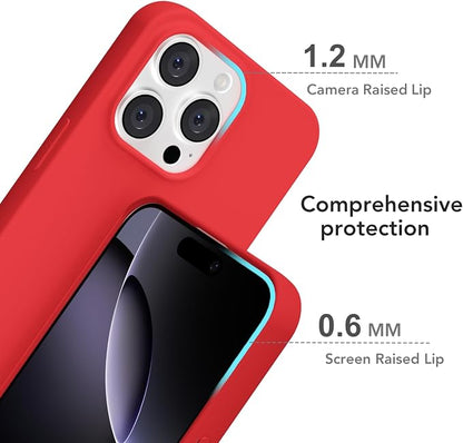 for iPhone 16 Pro Max Case Silicone Compatible with Magsafe Case, Ultra Slim Thin Magnetic Phone Cases Mag Safe, Cute Soft Rubber Gel TPU Matte Plain Wireless Charging Cover for Women, Red