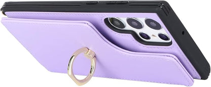 Lipvina for Samsung Galaxy S22 Ultra Case with Card Holder and Strap for Women,Crossbody Lanyard,RFID Blocking,Ring Stand,Snap Clasp,Phone Wallet Cases 6.8 inch(Purple)
