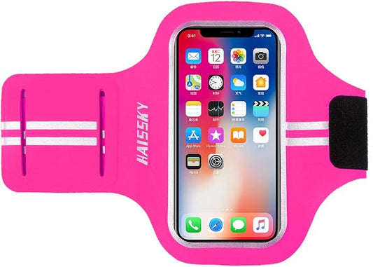 Running Sports Arm Band Strap Holder Pouch Case for Running Camping Cycling Workout Fits iPhone 6/7/8Plus Android Samsung Galaxy up to 5.5in (Pink)