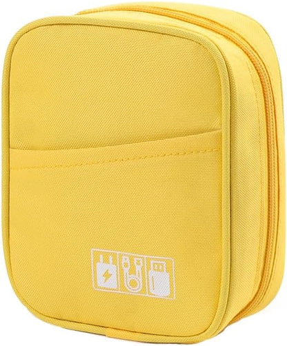 E-Tree Storage Pouch for Small Electronics and Accessories,Tech Bag,Electronic Organizer Case Compatible with MacBook Laptop Charger,Mouse,Cables,Hub,Power Bank,Earphone,Toiletries Cosmetics (Yellow)