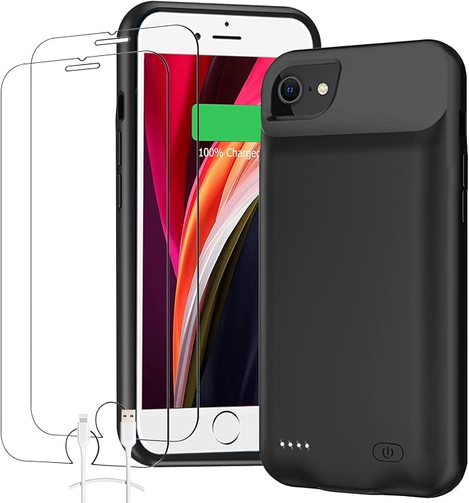 Battery Case for iPhone 6/6s/7/8/SE 2/3nd Gen,10000mAh Portable Charger Case Rechargeable Battery Pack Charging Case Compatible with iPhone SE 2020(2nd Generation)/8/7/6s/6/SE 3nd Gen (4.7 inch)-Black