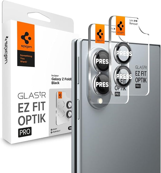 Spigen Camera Lens Protector for Galaxy Z Fold 8 - Black [2 Pack] | GlasTR EZ Fit Optik Pro, 9H+ Tempered glass, Scratch resistance, Original photo quality, Auto-align tray, Case-friendly