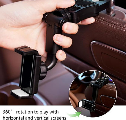 BESULEN Car Rear View Mirror Phone Holder, 360° Rotating Rearview Mirror Phone Mount, ABS Multi-Functional Adjustable Cellphone Holder, Universal Car Phone Holder for All Smartphones (Black/Gray)