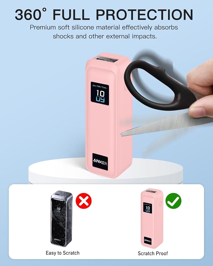 Silicone Case for Anker Prime Power Bank 220W 100mAh,Soft Silicone Protective Cover for Anker Prime Power Bank,Shockproof,Fall-Resistant,Pink