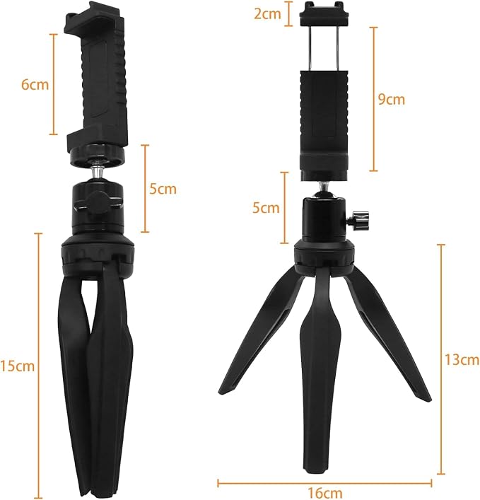LINKCOOL Mini Phone Tripod, Lightweight Tabletop Travel Stand with 360° Metal Ball Head, Smartphone Mount & Remote Control for iPhone Samsung Cellphone Camera Gopro Small DSLR