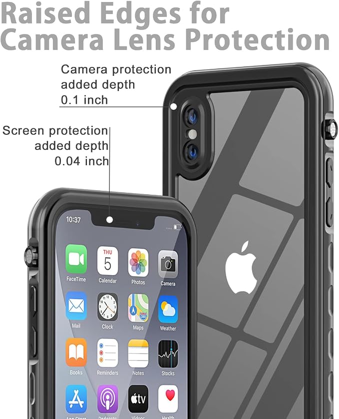 for iPhone X/Xs Waterproof case Life Snowproof Dirtproof Shockproof Cover for iPhone X/Xs 5.8‘’ (Black)