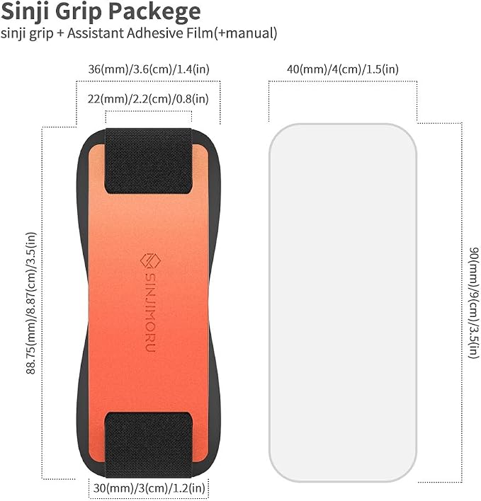 Sinjimoru Phone Grip with Silicone Band – Comfortable One-Hand Holder & Kickstand for Smartphones, Tablets, and eReaders for iPhone, Android, and Kindle Sinji Grip Silicone Clementine