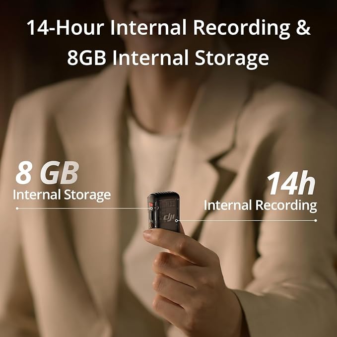 DJI Mic 2 Transmitter (Shadow Black), Wireless Microphone with Intelligent Noise Cancelling, 14-Hour Internal Recording, 6-Hour Battery, Magnetic Attachment, Bluetooth Microphone, YouTube, Vlogs