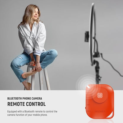 NEEWER RP18B Pro Ring Light 18" with Tripod Stand and Phone Holder Compatible with iPhone, 45W 2900K-7000K App Control Cleaning Cloth, Selfie Video Recording Makeup Studio Streaming Lighting, Black