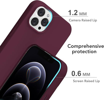 for iPhone 12/12 Pro Case Silicone Compatible with Magsafe Case, Ultra Slim Thin Magnetic Phone Cases Mag Safe, Cute Soft Rubber Gel Matte Wireless Charging Cover for Women, Burgundy Maroon