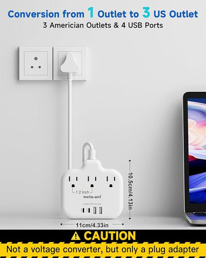 South Africa Plug Adapter, Type M Adapter for South Africa with 3 AC Outlets & 4 USB Ports(2 USB C 4.2A), 3FT Extension Cord, Africa Travel Essentials for USA to South Africa Namibia Nepal Malaysi