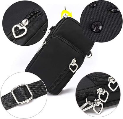 Outdoor Sweat-Proof Running Armbag Cross-Body Shoulder Casual Wallet Purse Crossbody Bag Gym Fitness Cell Phone Key Holder for iPhone 13 12 Pro Max Xs Max/Xr,Galaxy Note 10, P30 Pro,Black