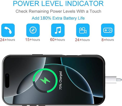 Battery Case for iPhone 16 Pro, 10000mAh Portable Protective Charging Case with Wireless Charging Compatible with iPhone 16 Pro (6.3 inch) Rechargeable Battery Pack Charger Case with Carplay (Black)