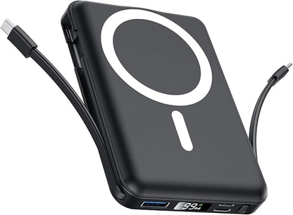 for Magsafe Power Bank, 10000mAh Magnetic Power Bank with USB-C Cable and PD 20W USB C Fast Charging LED Display, Wireless Portable Charger for iPhone 17/16/15/14/13/12/Pro/Pro Max