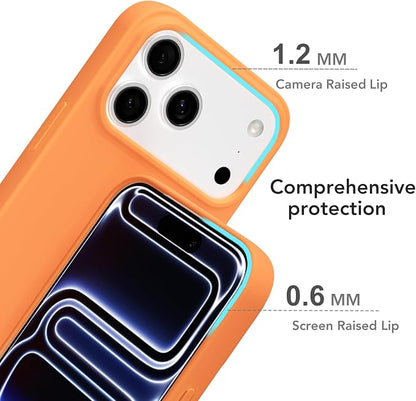 for iPhone 17 Pro Case Silicone Compatible with Magsafe Case, Ultra Slim Thin Magnetic Phone Cases Mag Safe, Cute Soft Rubber Gel TPU Matte Plain Wireless Charging Cover for Women, Neon Orange