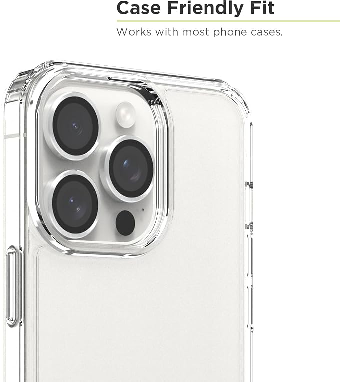 PureGear Camera Lens Protector for Apple iPhone 15 Pro & 15 Pro Max, Protects Camera Lens from Drops & Scratches, Ultra-Thin HD Tempered Glass Individual Ring Cover Lens Protectors-Silver