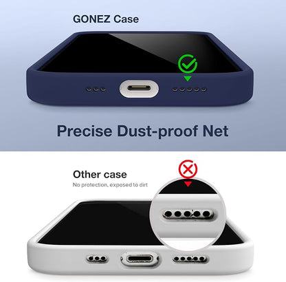 GONEZ Magnetic for iPhone 14 Case, Compatible with Magsafe, with Screen Protector + Camera Protector, Anti-Scratch Microfiber Lining, Liquid Silicone Shockproof Protective Phone Case, Midnight Blue