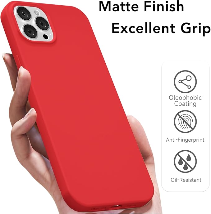for iPhone 12/12 Pro Case Silicone Compatible with Magsafe Case, Ultra Slim Thin Magnetic Phone Cases Mag Safe, Cute Soft Rubber Gel TPU Matte Plain Wireless Charging Cover for Women, Red