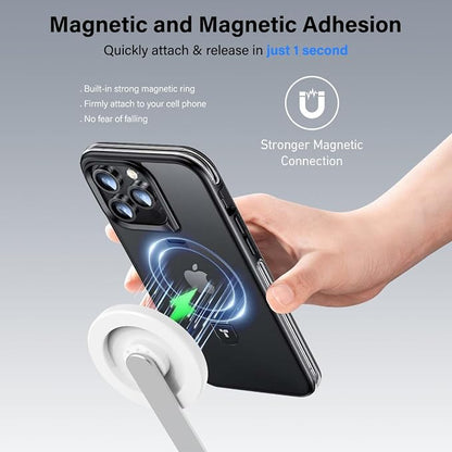 PHOPIK 35" Magnetic Selfie Stick Phone Tripod, Extendable Phone Tripod with Cold Shoe and Remote,Compatible with iPhone/Android/Sport Camera Perfect for Video Recording/Selfies/Insta360 x5（White）
