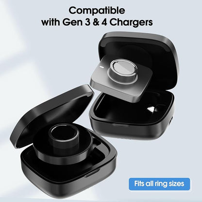 Charging Case Compatible with Ou-ra Ring Gen 4 & 3 Official Charger, Portable Wireless Charging Box with 1000mAh Capacity, Fits All Ring Sizes, 30-Day Runtime (Official Charger Not Included)