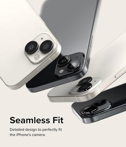 Ringke Camera Lens Frame Glass [Individual Lens Covers] Compatible with iPhone 15 Camera Lens Protector and iPhone 15 Plus Camera Lens Protector, Tempered Glass and Aluminum Alloy Frames - Black