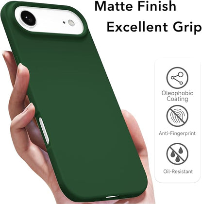 for iPhone 17 Air Case Silicone Compatible with Magsafe Case, Ultra Slim Thin Magnetic Phone Cases Mag Safe, Cute Soft Rubber Gel TPU Matte Plain Wireless Charging Cover for Women, Dark Green
