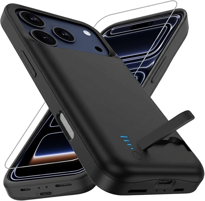 Charging Case for iPhone 17 Pro Max, Real 8500mAh Slim Rechargeable Extended Fast Charger Battery Case, Portable Protective Battery Backpack for iPhone 17 Pro Max(6.9") - Black
