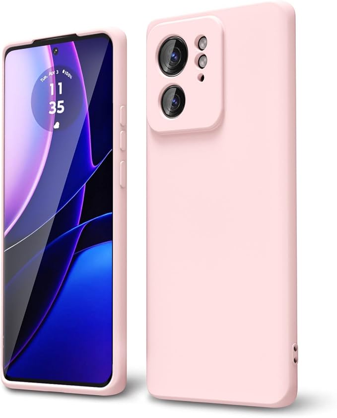 oakxco for Motorola Moto Edge 2023 Phone Case Liquid Silicone, Thin Slim Soft Rubber Gel TPU Plain Protective Simple Cover for Women Girl Cute, Matte Solid Color Aesthetic, Pink Sand