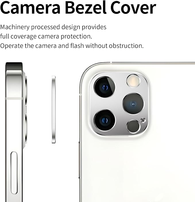 Camera Lens Protector Bumper for iPhone 12 Pro,No Glass Flat Design, Silver