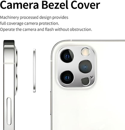 Camera Lens Protector Bumper for iPhone 12 Pro,No Glass Flat Design, Silver
