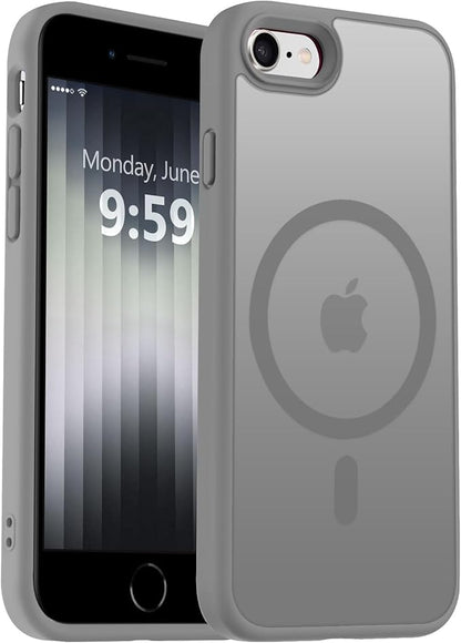 MOCCA Strong Magnetic for iPhone SE Case 2022/iPhone SE 2020 Case/iPhone 7 Case/iPhone 8 Case [Compatible with Magsafe] Slim Thin Translucent Matte Protective Cover Phone Case 4.7'', Titanium Gray