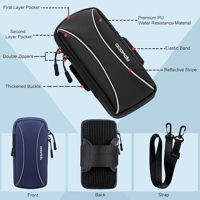 Phone Holder for Running with Crossbody Strap, Arm Band for Phone for Running for iPhone 15 14 Pro Max Samsung Under 7.2 Inch, Water Resistance Cell Phone Holder for Walking Jogging Women Men