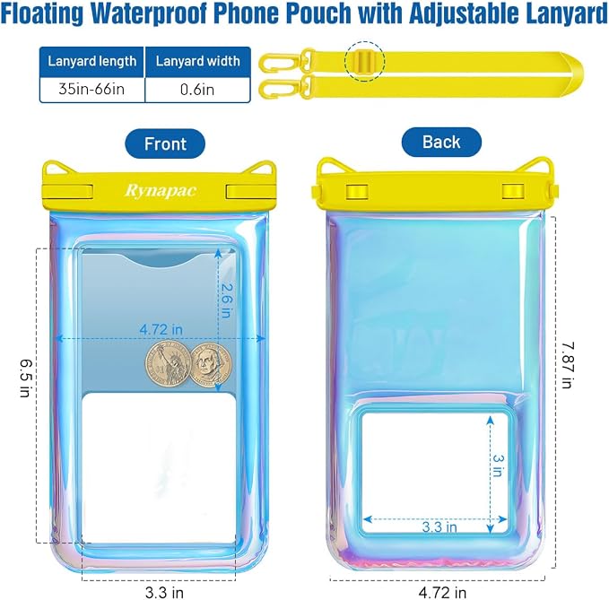 [Up to 8.5''] Floating Waterproof Phone Pouch, IPX8 Underwater Cell Phone Holder with Lanyard for iPhone 17 16 15 14 Pro Max, Galaxy S25 24 Ultra, Beach Cruise Ship Essentials Travel Must Haves