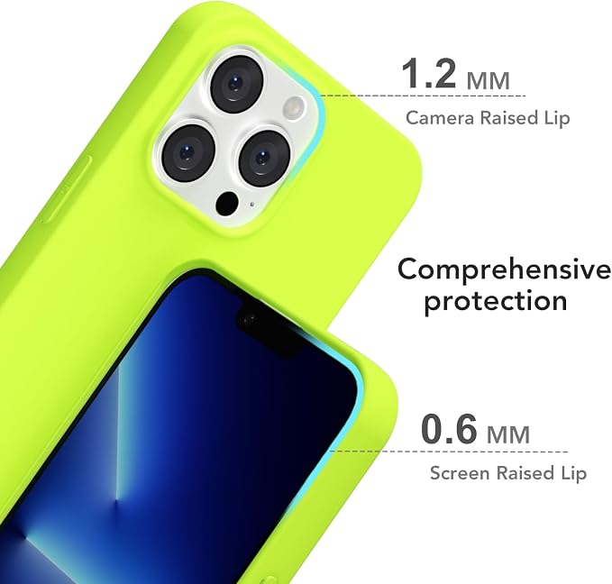 for iPhone 13 Pro Max Case Silicone Compatible with Magsafe Case, Ultra Slim Thin Magnetic Phone Cases Mag Safe, Cute Soft Rubber Gel Matte Plain Wireless Charging Cover for Women, Neon Green