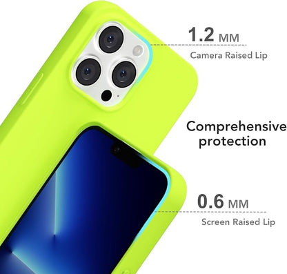 for iPhone 13 Pro Max Case Silicone Compatible with Magsafe Case, Ultra Slim Thin Magnetic Phone Cases Mag Safe, Cute Soft Rubber Gel Matte Plain Wireless Charging Cover for Women, Neon Green