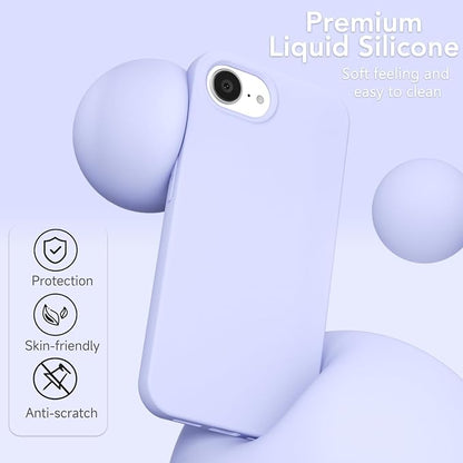 for iPhone 17e 16e Case Silicone Compatible with Magsafe Case, Ultra Slim Thin Magnetic Phone Cases Mag Safe, Cute Soft Rubber Gel TPU Plain Wireless Charging Cover for Women, Purple Lavender