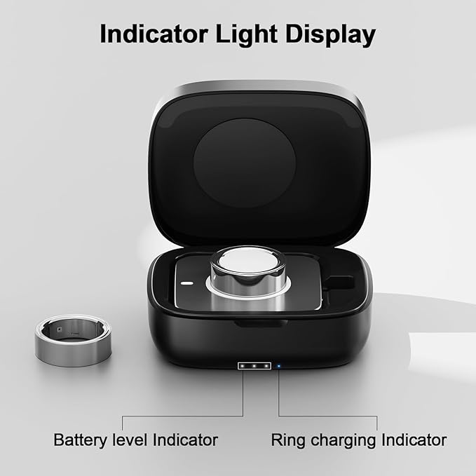 Wireless Charging Case for Oura Ring Gen 4 & 3 Charger, 1000mAh Portable Travel Power Station Fits All-Sized Oura Ring 4 & 3, 30-Day Runtime (Official Charger NOT Included)(Black)