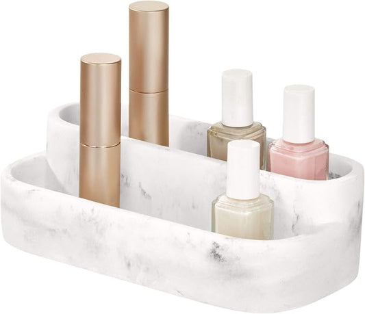 iDesign Dakota 2-Tier Makeup and Cosmetic Storage Bathroom, Countertop, Vanity, 8" x 3.9" x 2.54", Palette Organizer