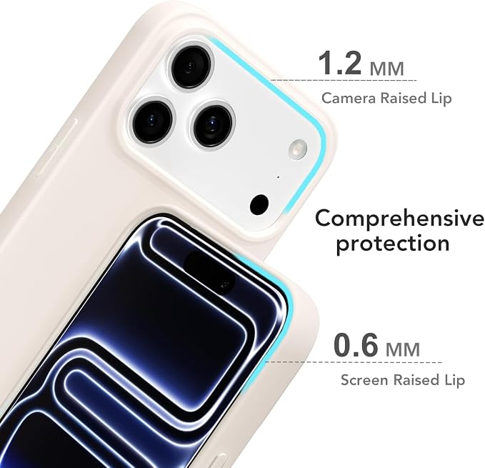 for iPhone 17 Pro Case Silicone Compatible with Magsafe Case, Ultra Slim Thin Magnetic Phone Cases Mag Safe, Cute Soft Rubber Gel TPU Matte Wireless Charging Cover for Women, Beige Stone Cream