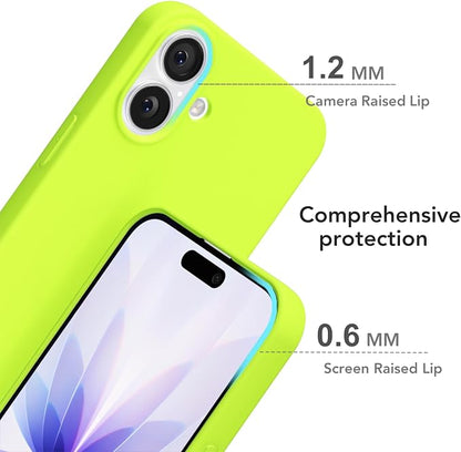 for iPhone 17 Case Silicone Compatible with Magsafe Case, Ultra Slim Thin Magnetic Phone Cases Mag Safe, Cute Soft Rubber Gel TPU Matte Plain Wireless Charging Cover for Women, Neon Green