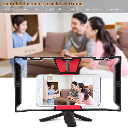 Dual Handheld Smartphone Camera Stabilizer, Phone Adjustable Stabilizer Support Recording Rig with Tripod Ideal for Video grapher/Videomaker/Film Maker