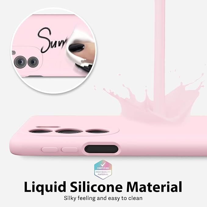 oakxco for Motorola Moto Edge Plus 2022/Edge Plus 5G UW 2022 Phone Case Liquid Silicone, Thin Slim Soft Rubber Gel TPU Plain Simple Cover for Women, Matte Solid Color, Pink Sand