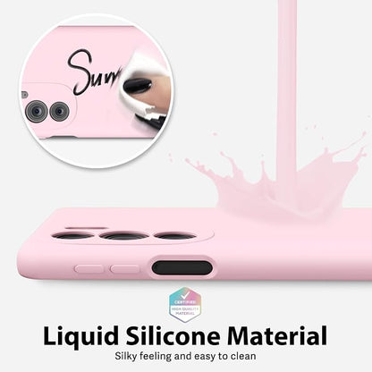 oakxco for Motorola Moto Edge Plus 2022/Edge Plus 5G UW 2022 Phone Case Liquid Silicone, Thin Slim Soft Rubber Gel TPU Plain Simple Cover for Women, Matte Solid Color, Pink Sand